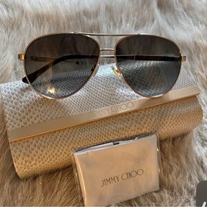 Jimmy Choo Gold Aviator Sunglasses nwot